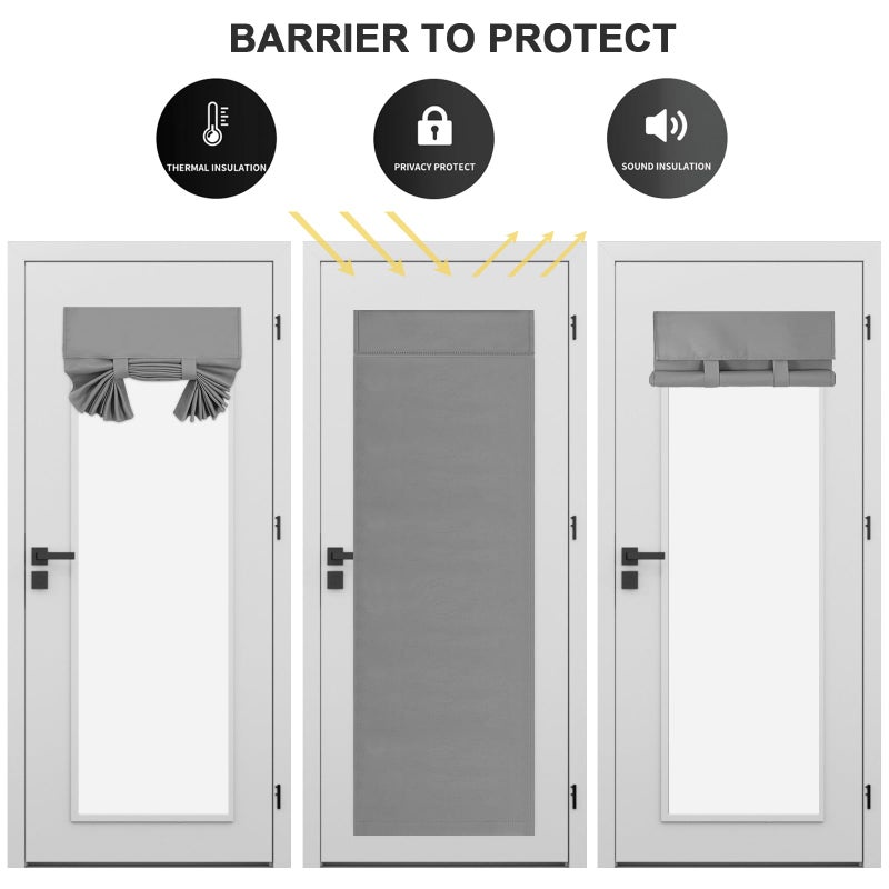 YSYY 100% Blackout French Door Curtains, Wrinkle Free, Room Darkening, Blocks Light and Heat Through Glass. Drill-Free, Easy Installed Door Window Curtains. (Light Grey,1 Panel, 26""x 80"") - Image 4